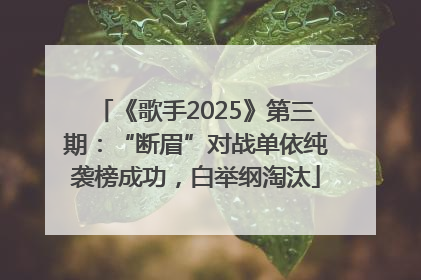 《歌手2025》第三期：“断眉”对战单依纯袭榜成功，白举纲淘汰