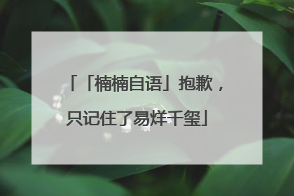 「楠楠自语」抱歉，只记住了易烊千玺