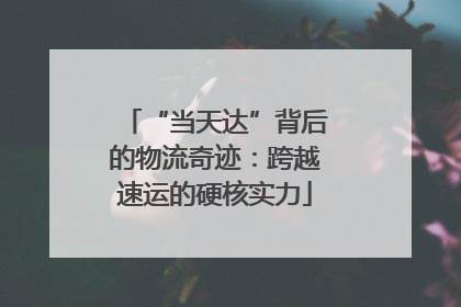 “当天达”背后的物流奇迹：跨越速运的硬核实力