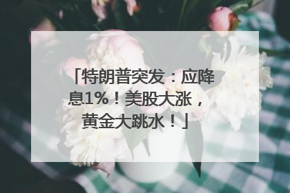 特朗普突发：应降息1%！美股大涨，黄金大跳水！