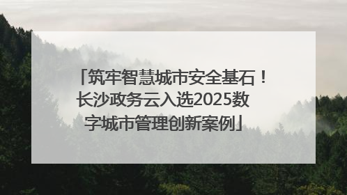筑牢智慧城市安全基石！长沙政务云入选2025数字城市管理创新案例