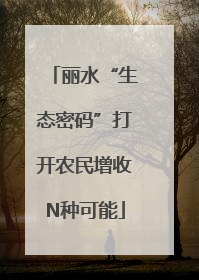 丽水“生态密码”打开农民增收N种可能