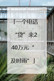 一个电话“贷”来240万元“及时雨”