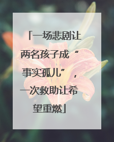 一场悲剧让两名孩子成“事实孤儿”，一次救助让希望重燃