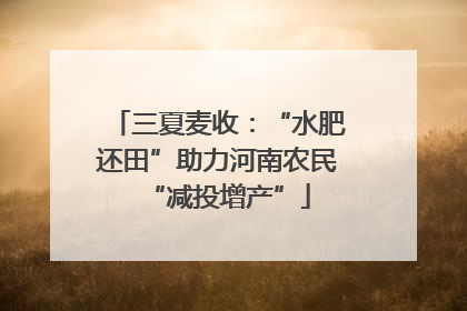 三夏麦收：“水肥还田”助力河南农民“减投增产”