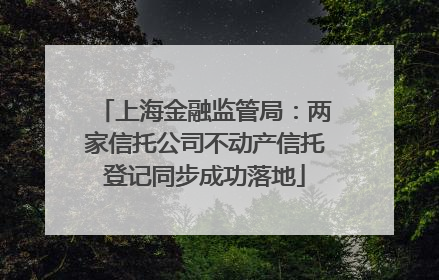 上海金融监管局：两家信托公司不动产信托登记同步成功落地