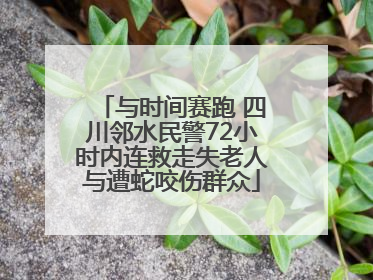 与时间赛跑 四川邻水民警72小时内连救走失老人与遭蛇咬伤群众