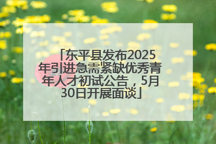 东平县发布2025年引进急需紧缺优秀青年人才初试公告，5月30日开展面谈