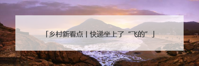 乡村新看点丨快递坐上了“飞的”