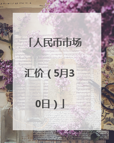 人民币市场汇价（5月30日）