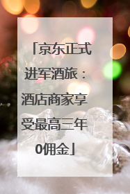 京东正式进军酒旅：酒店商家享受最高三年0佣金