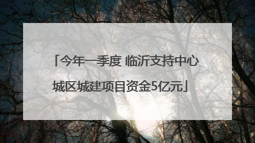 今年一季度 临沂支持中心城区城建项目资金5亿元