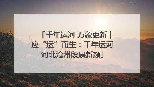 千年运河 万象更新｜应“运”而生：千年运河河北沧州段展新颜