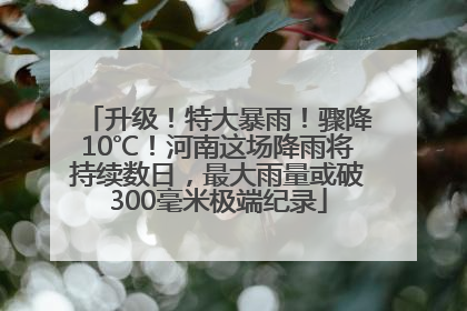 升级！特大暴雨！骤降10℃！河南这场降雨将持续数日，最大雨量或破300毫米极端纪录