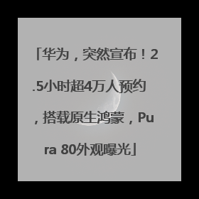 华为，突然宣布！2.5小时超4万人预约，搭载原生鸿蒙，Pura 80外观曝光