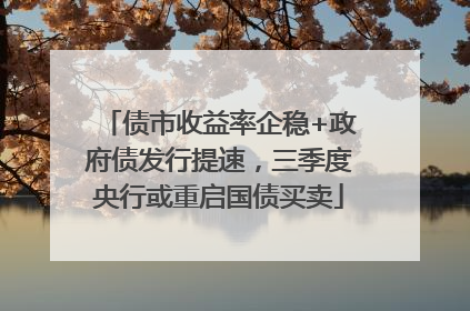 债市收益率企稳+政府债发行提速，三季度央行或重启国债买卖