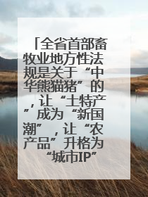 全省首部畜牧业地方性法规是关于“中华熊猫猪”的，让“土特产”成为“新国潮”，让“农产品”升格为“城市IP”