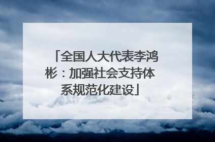 全国人大代表李鸿彬：加强社会支持体系规范化建设