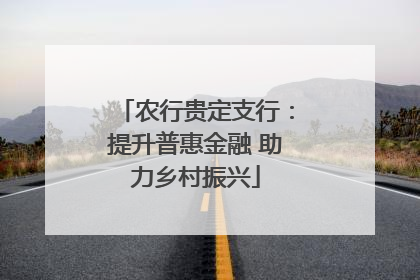 农行贵定支行：提升普惠金融 助力乡村振兴