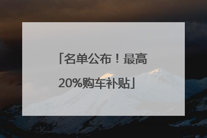 名单公布！最高20%购车补贴