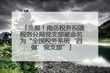喜报！南岳税务祝融税务分局党支部被命名为“全国税务系统‘四强’党支部”