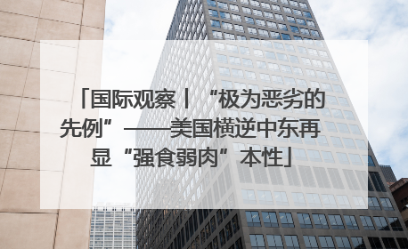 国际观察丨“极为恶劣的先例”——美国横逆中东再显“强食弱肉”本性