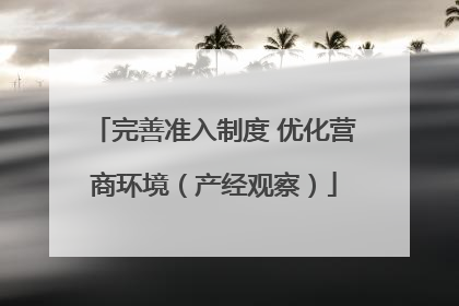 完善准入制度 优化营商环境（产经观察）