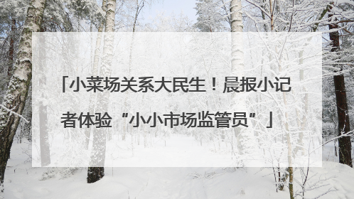 小菜场关系大民生！晨报小记者体验“小小市场监管员”
