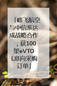 峰飞航空与中信系达成战略合作，获100架eVTOL意向采购订单