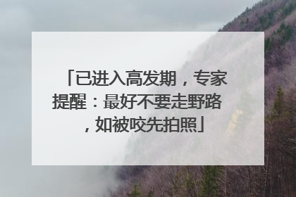 已进入高发期，专家提醒：最好不要走野路，如被咬先拍照