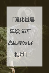 强化基层建设 筑牢高质量发展根基
