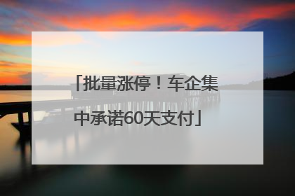 批量涨停！车企集中承诺60天支付
