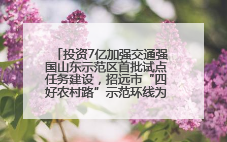 投资7亿加强交通强国山东示范区首批试点任务建设，招远市“四好农村路”示范环线为乡村振兴“开路”
