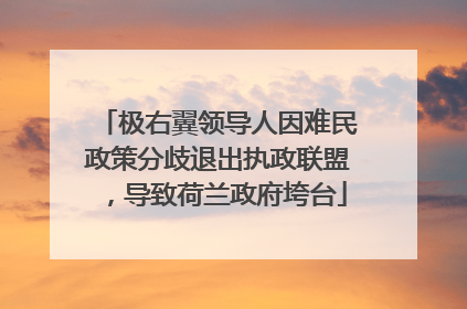 极右翼领导人因难民政策分歧退出执政联盟，导致荷兰政府垮台