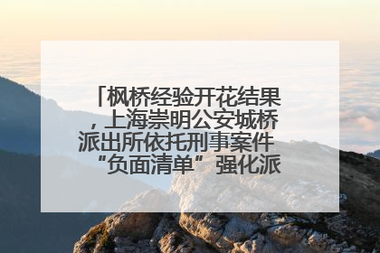 枫桥经验开花结果，上海崇明公安城桥派出所依托刑事案件“负面清单”强化派出所“主防”