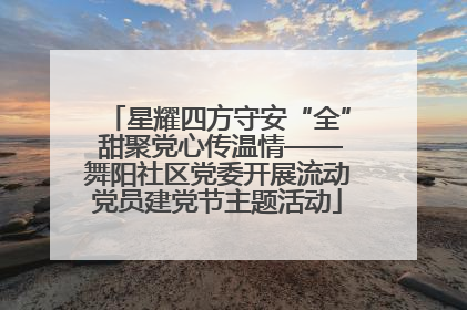 星耀四方守安“全” 甜聚党心传温情——舞阳社区党委开展流动党员建党节主题活动