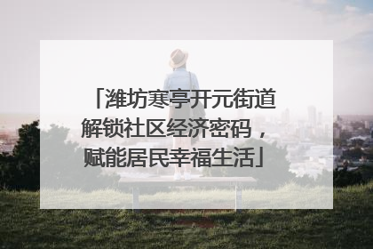 潍坊寒亭开元街道解锁社区经济密码，赋能居民幸福生活