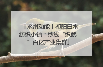 永州动能丨祁阳白水纺织小镇：纱线“织就”百亿产业集群