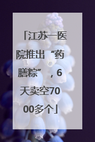 江苏一医院推出“药膳粽”，6天卖空7000多个