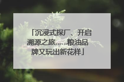 沉浸式探厂、开启溯源之旅……粮油品牌又玩出新花样