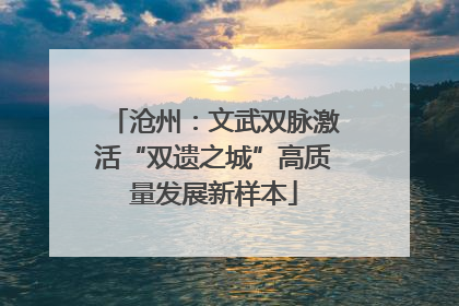 沧州：文武双脉激活“双遗之城”高质量发展新样本