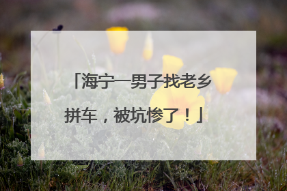 海宁一男子找老乡拼车，被坑惨了！