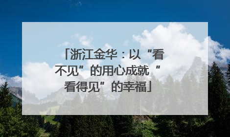 浙江金华：以“看不见”的用心成就“看得见”的幸福
