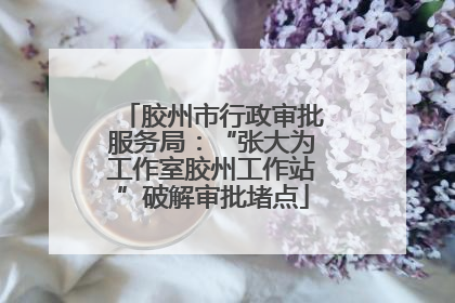 胶州市行政审批服务局：“张大为工作室胶州工作站”破解审批堵点