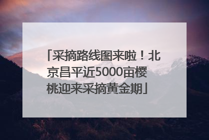 采摘路线图来啦！北京昌平近5000亩樱桃迎来采摘黄金期