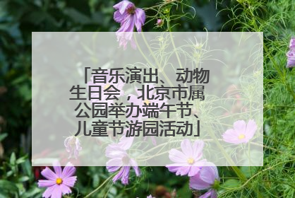 音乐演出、动物生日会，北京市属公园举办端午节、儿童节游园活动