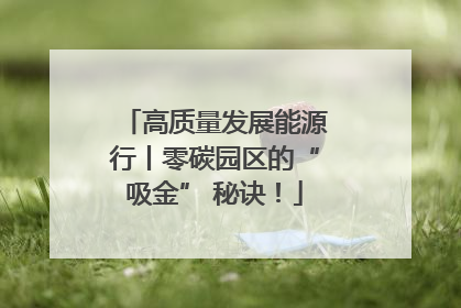 高质量发展能源行丨零碳园区的“吸金” 秘诀！