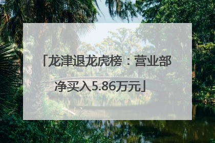 龙津退龙虎榜：营业部净买入5.86万元