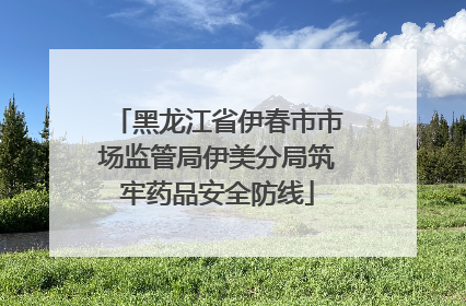 黑龙江省伊春市市场监管局伊美分局筑牢药品安全防线