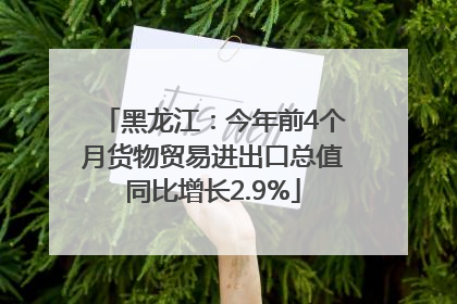 黑龙江：今年前4个月货物贸易进出口总值同比增长2.9%